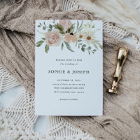 Simple Neutral Watercolor Flowers | White Wedding
