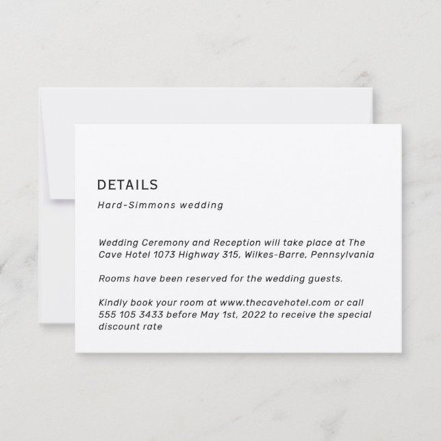 Simple Neutral Wedding Details Enclosure Card (Front)