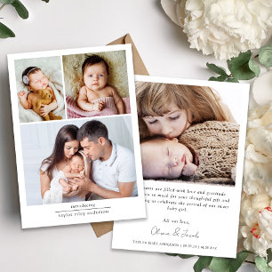 Simple New Baby Multi Photo Collage Thank You Card
