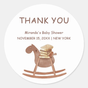 Simple New Chapter Book Baby Shower Welcome Classic Round Sticker