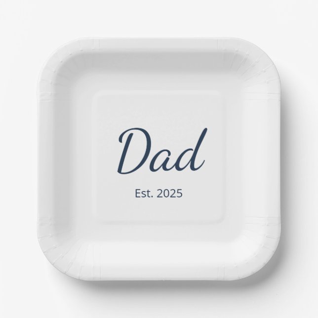 Simple New Dad Minimalist Father's Day Party Paper Plate (Front)