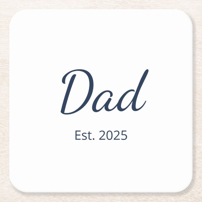 Simple New Dad Minimalist Father's Day Square Paper Coaster (Front)