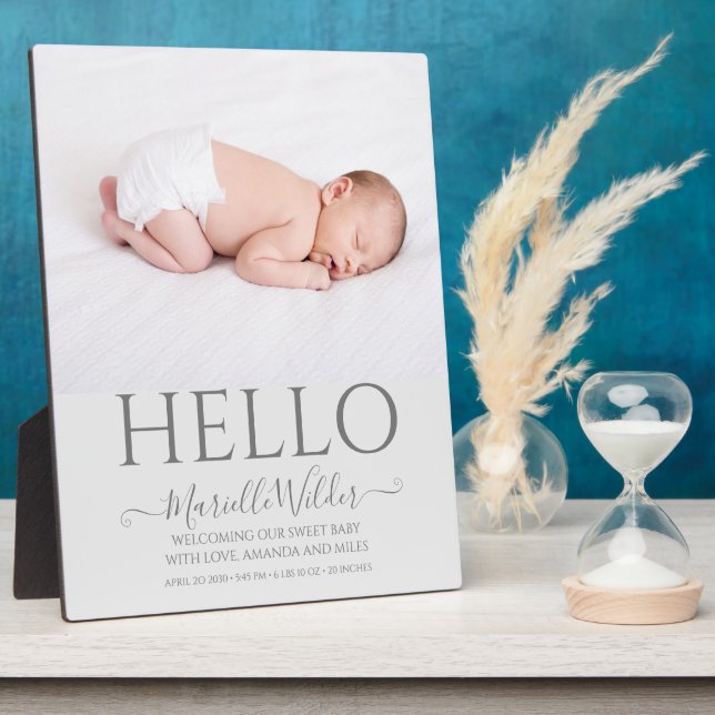 Simple Newborn Baby Photo Birth  Plaque (Side)