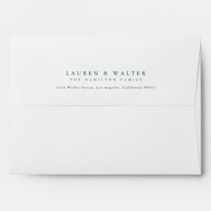simple newborn blue dark teal birth announcement envelope