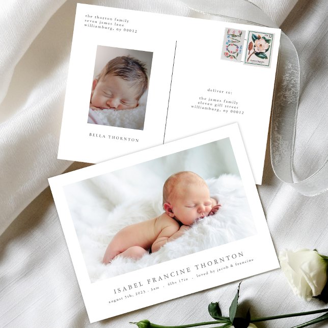 simple newborn photo birth announcement postcard (Creator Uploaded)