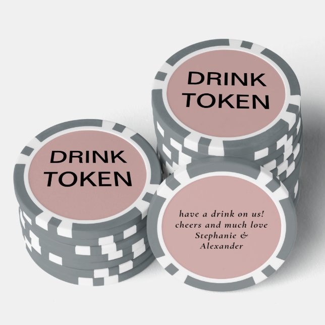 Simple Newlywed Wedding Drink Token Dusty Rose (Stack)