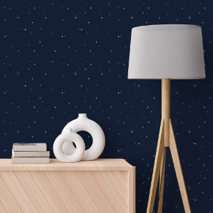 Simple night sky star pattern navy blue wallpaper