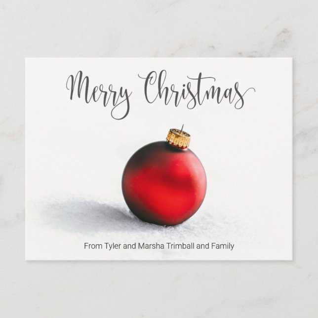 Simple No Photo Personalised Christmas Postcard (Front)