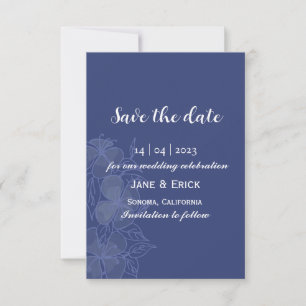 Simple Non Photo Blue Floral Save The Date