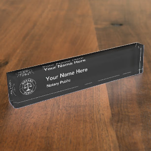 Simple Notary Public Logo Acrylic Desk Nameplate