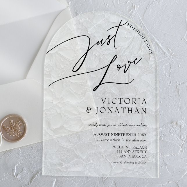 Simple Nothing Fancy Just Love Wedding Acrylic Invitations (Creator Uploaded)