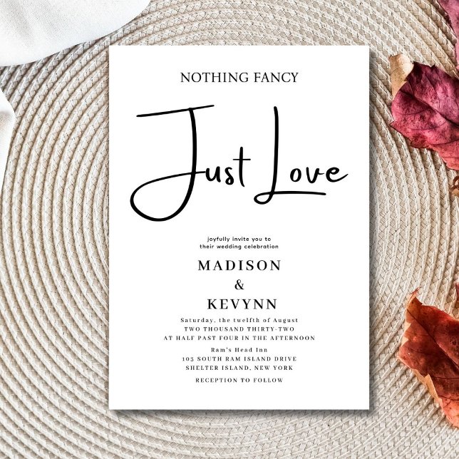 Simple Nothing Fancy Just Love Wedding Invitation (Creator Uploaded)