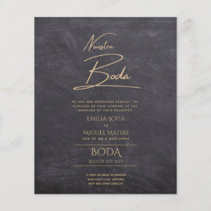 Simple Nuestra BODA Spanish Wedding Text Only Inv