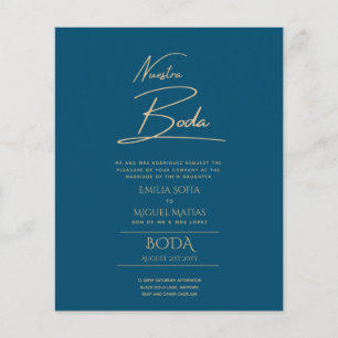 Simple Nuestra BODA Spanish Wedding Text Only Inv