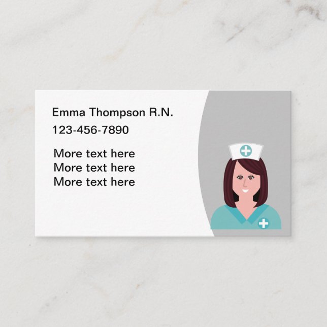 Simple Nurse Contact Business Cards (Front)