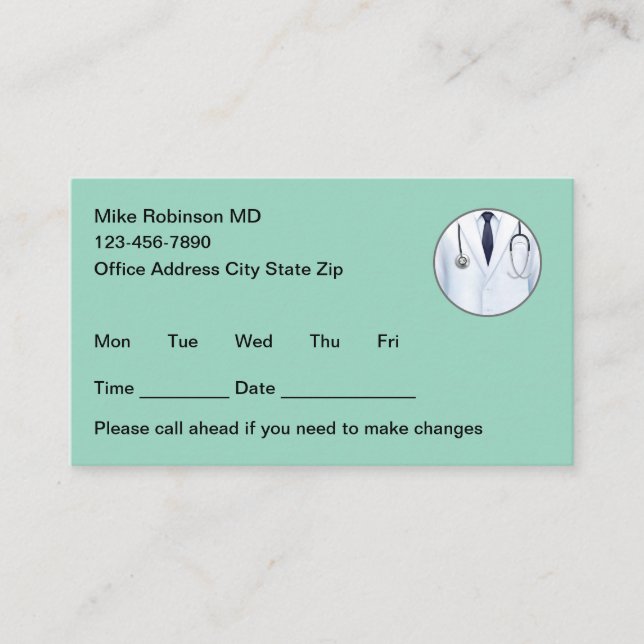 Simple Nurse Practitioner Appointment Cards (Front)