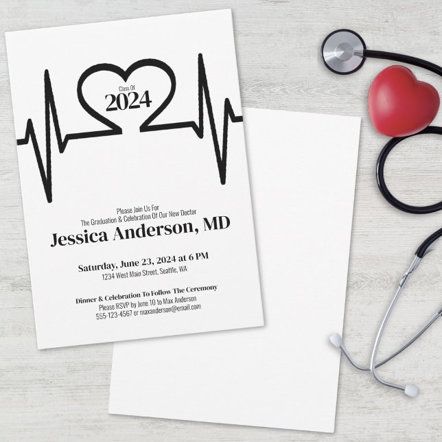 Simple Nursing Doctor Medical School Graduation Invitation (Simple Nursing Doctor Medical School Graduation Invitation)