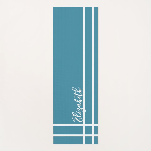 Simple Ocean Blue minimalist custom name ladies  Yoga Mat (Front)