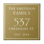 Simple Ochre Date Established Address House Plaque Tile<br><div class="desc">Introducing our sophisticated and sleek ochre and white house address plaque, featuring a minimalist design that exudes elegance. This plaque not only displays your house number but also includes the date of establishment, adding a personal touch to your home. Elevate the exterior of your residence with this stylish and timeless...</div>