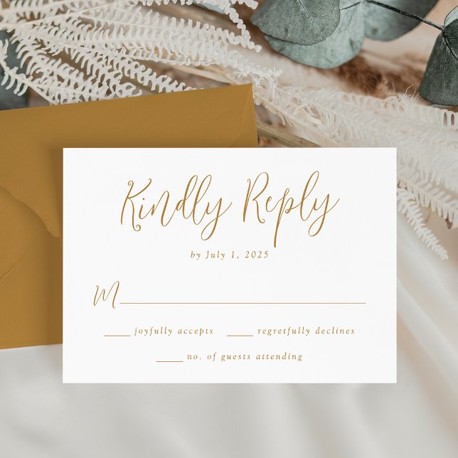 Simple Ochre Script Wedding RSVP Card (Creator Uploaded)