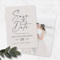 Simple Off-White with Script and Photo Wedding