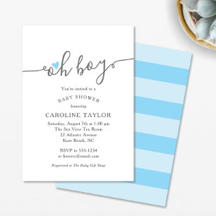 Simple Oh Boy Baby Shower Invitation