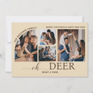 Simple Oh Deer What a Year Photo Collage Christmas Card