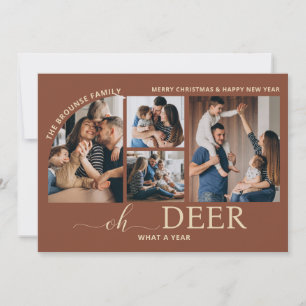 Simple Oh Deer What a Year Photo Collage Christmas Card