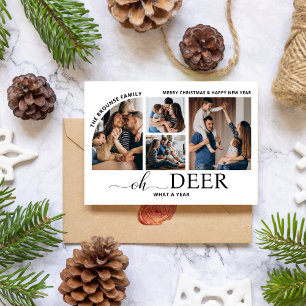 Simple Oh Deer What a Year Photo Collage Christmas Card