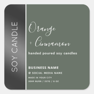 Simple  olive black typography soy candle square s sticker