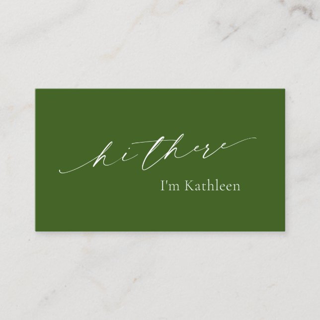 Simple Olive Forest Green Elegant Modern Business Card (Front)
