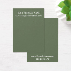 Simple Olive Green Earring Holder Display Cards