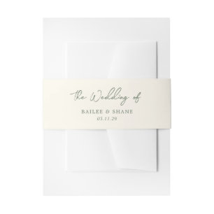 Simple Olive Green Modern Wedding Invitation Belly Band