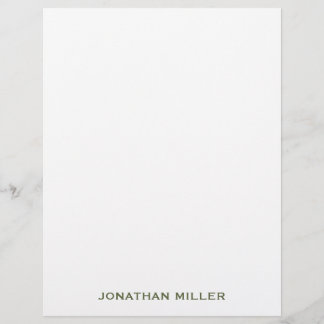 Simple Olive Green Typographic Name Stationery Custom Letterhead