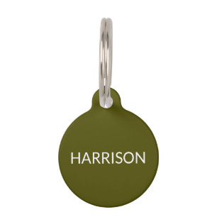 Simple olive moss green custom name contact info pet tag