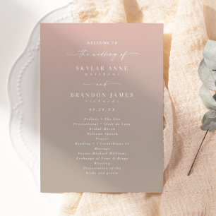 Simple Ombre Blush Pink & Beige Wedding Ceremony Programme