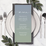 Simple Ombre Dusty Blue & Green Wedding Menu<br><div class="desc">Simple Ombre Dusty Blue & Green Wedding Reception Dinner Menus. This modern chic Menu Card is simple classic and elegant with a subtle ombre gradient fade and a pretty signature script calligraphy font with tails. Shown in the new Colorway. Available in several colour options, or feel free to edit the...</div>