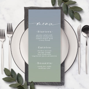 Simple Ombre Dusty Blue & Green Wedding Menu