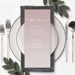 Simple Ombre Mauve & Gardenia White Wedding Menu<br><div class="desc">Simple Ombre Mauve Pink & Gardenia White Wedding Reception Dinner Menus. This modern chic Menu Card is simple classic and elegant with a subtle ombre gradient fade and a pretty signature script calligraphy font with tails. Shown in the new Colorway. Available in several colour options, or feel free to edit...</div>