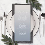 Simple Ombre Off-White & Dusty Blue Wedding Menu<br><div class="desc">Simple Ombre Off-White & Dusty Blue Wedding Reception Dinner Menus. This modern chic Menu Card is simple classic and elegant with a subtle ombre gradient fade and a pretty signature script calligraphy font with tails. Shown in the new Colorway. Available in several colour options, or feel free to edit the...</div>