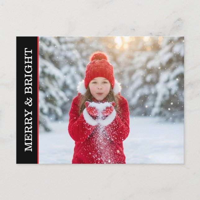 Simple One Photo Custom Photo & Message Holiday Postcard (Front)