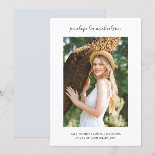 Simple One Photo Graduation Announcement Blue