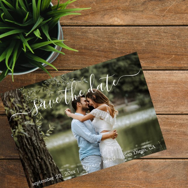 Simple One Photo Modern Script Save The Date (Creator Uploaded)