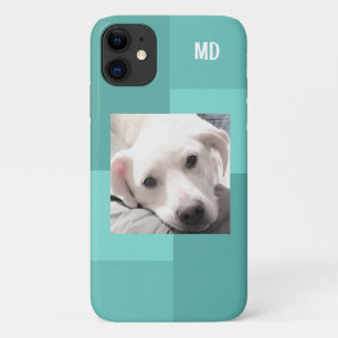Simple One Photo Modern Square Design Teal Blue Case-Mate iPhone Case