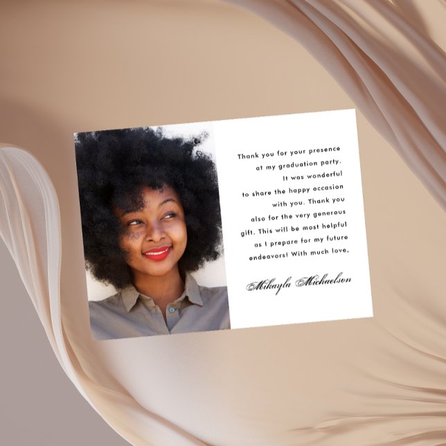 Simple One Photo Thank You Message Graduation Postcard (Creator Uploaded)