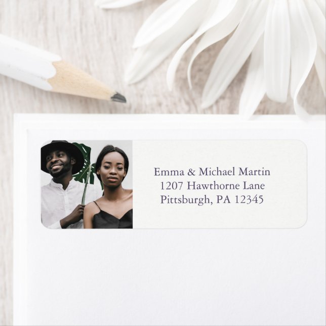 Simple One Photo Wedding Return Labels (Insitu)