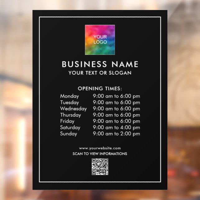 Simple Opening Times Logo QR Code Professional (Sheet 2)