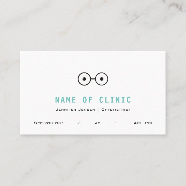 Simple Optometry Plain Eyeglasses Logo Appointment (Front)