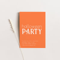 Simple Orange and White Halloween Party Invite