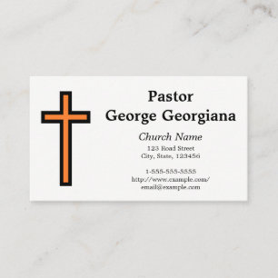 Simple Orange & Black Christian Cross Business Card
